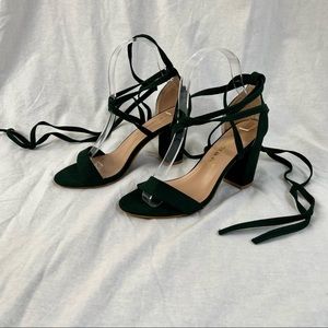 New without box green suede Allegra K tie up strap block heels size 6.5 formal